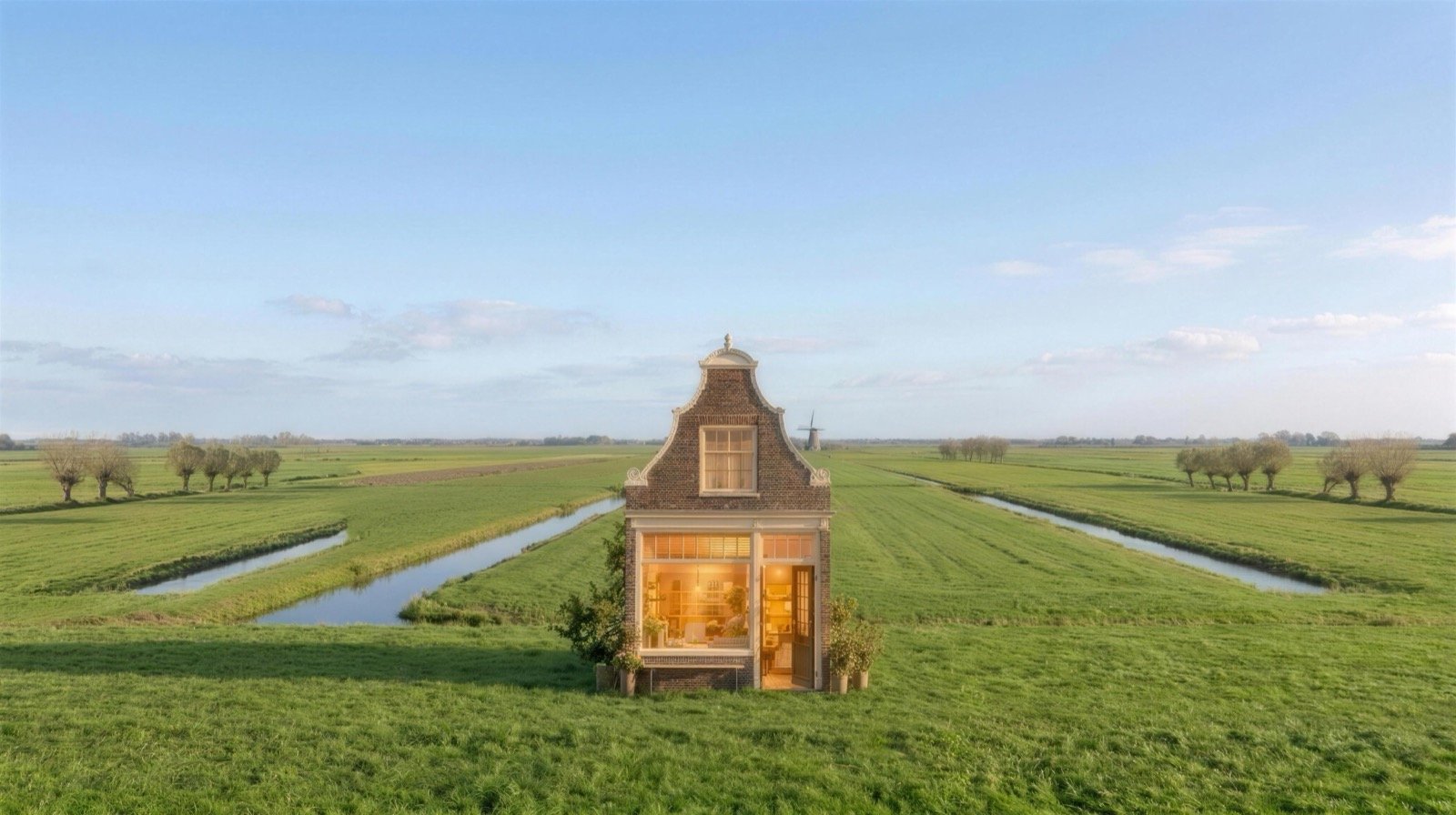 Winkel in de polder, alle sloten leiden ernaartoe