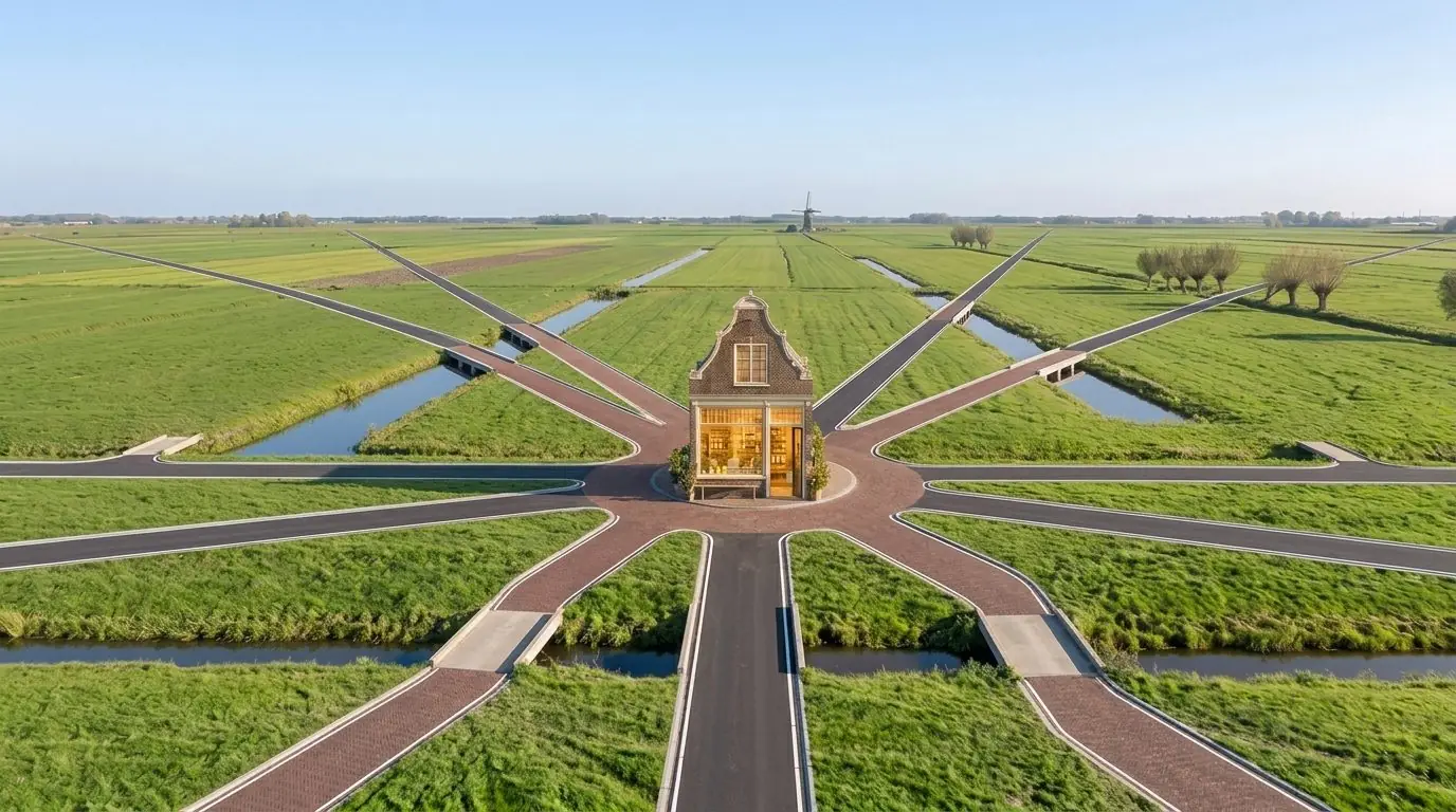 Alle wegen leiden naar de winkel in de polder