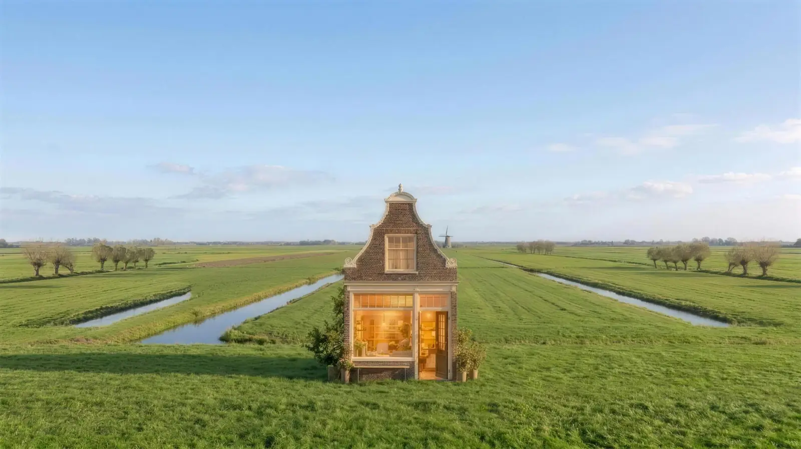 Winkel in de polder, alle sloten leiden ernaartoe